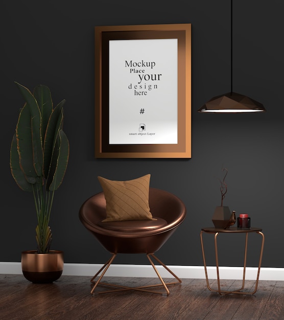 Download Premium PSD | Mockup empty photo frame in living room