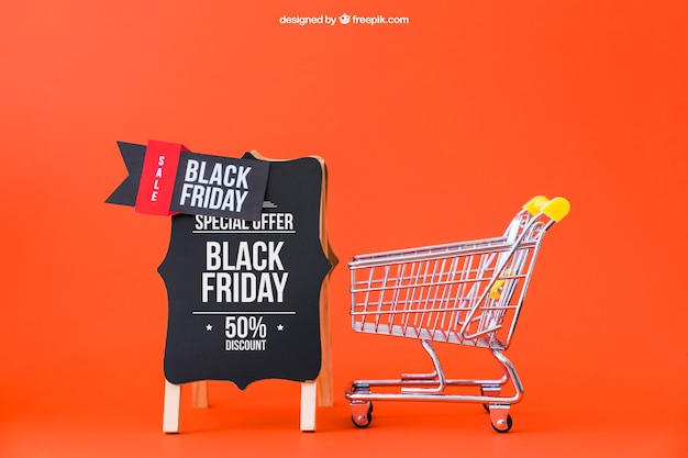 Download Mockup for black friday with shopping cart PSD file | Free Download