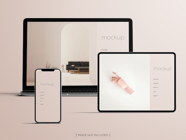 Mockup of front view isolated responsive devices screens Premium Psd