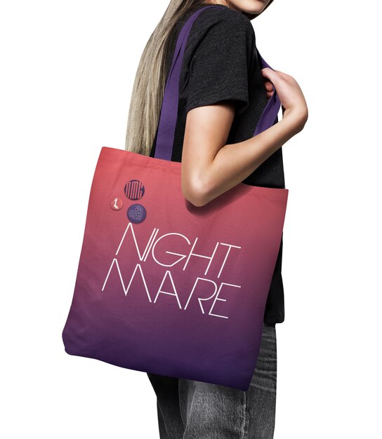 Download Premium PSD | Mockup of girl holding canvas tote shopping ...