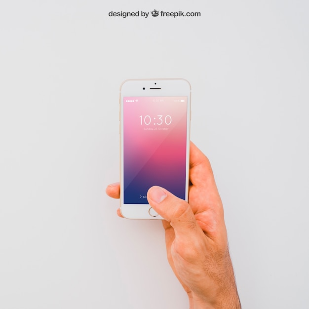 Mockup Of Hand Holding Smartphone Free Psd File 