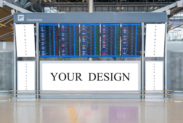 Download Mockup image of blank billboard or signboard in the airport terminal station for advertising ...