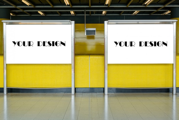 Download Premium Psd Mockup Image Of Blank Billboard In The Subway Station For Advertising PSD Mockup Templates