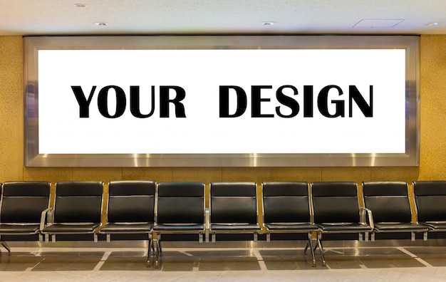 Download Mockup image of blank billboard white screen posters and led in the airport terminal PSD file ...
