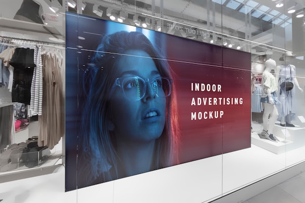 Download Premium PSD | Mockup of indoor advertising horizontal billboard stand in mall shop ping centre ...