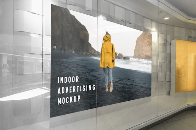 Mockup of indoor advertising inside mall shopping centre Premium Psd