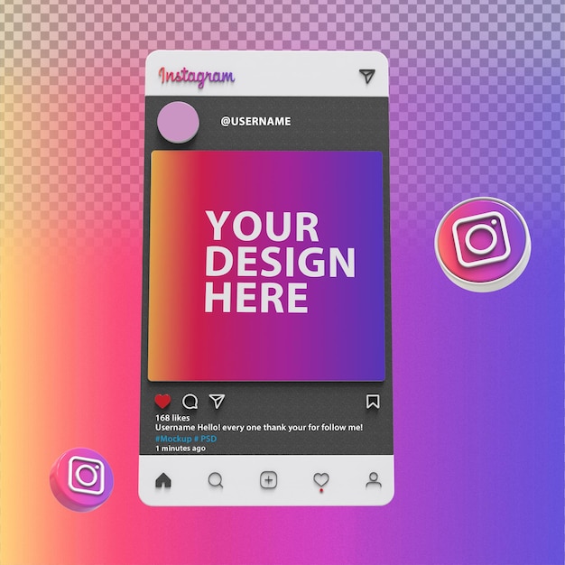 Premium PSD | Mockup instagram 3d post