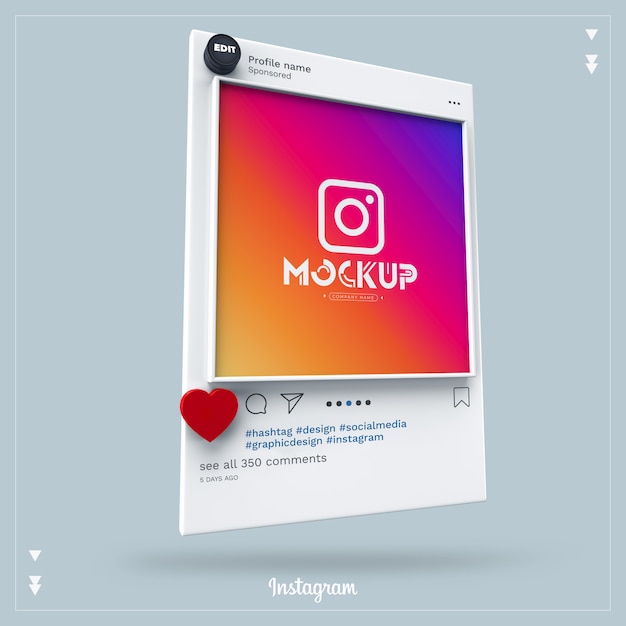 Mockup instagram social media 3d Premium Psd