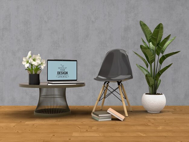 Download Free PSD | Mockup laptop with home decorating in the ...