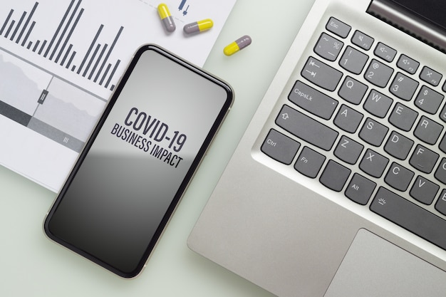 Download Premium PSD | Mockup mobile phone with laptop for covid 19 ... PSD Mockup Templates