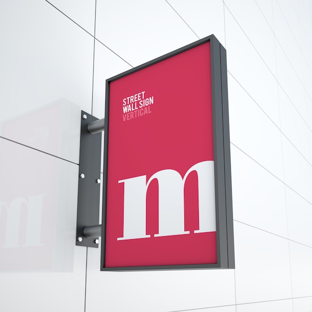 Premium PSD | Mockup of modern vertical hanging logo sign board