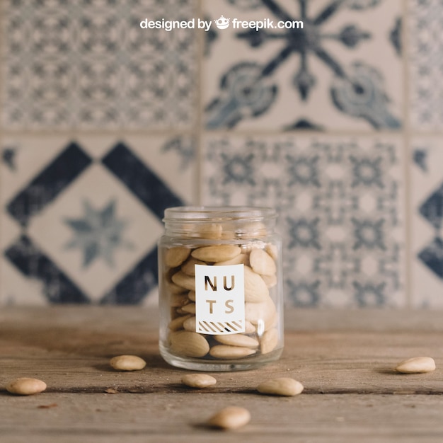 Mockup of nuts in glass PSD file | Free Download