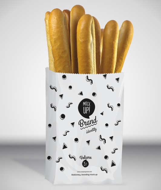 Mockup of paper bag for bread packaging | Premium PSD File