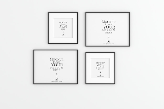 Premium PSD | Mockup of photo frames hanging on wall