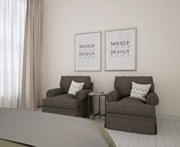 Download Premium PSD | Mockup poster frame in modern bedroom