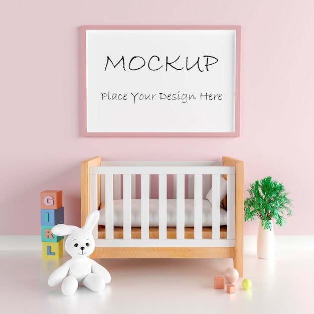 Download Premium PSD | Mockup poster frame with cute rabbit for a ...