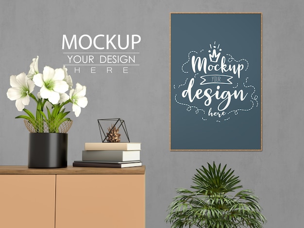Download Free PSD | Mockup poster frame with home decorating in the ...