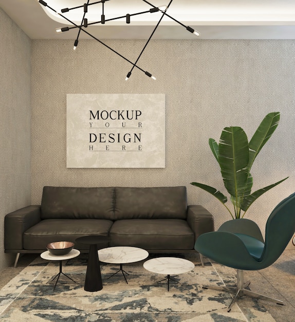 Download Mockup poster in modern private office with sofa and chair ... PSD Mockup Templates