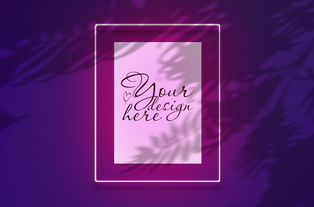 Download Mockup poster in a neon frame with a pink glow. scene on ...