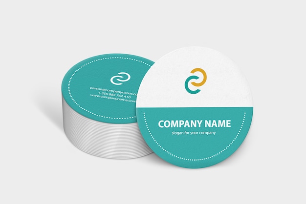 Mockup of round business cards stack | Premium PSD File