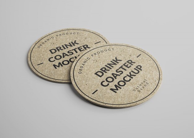 Download Mockup of round cork drink coasters in isometric view ...