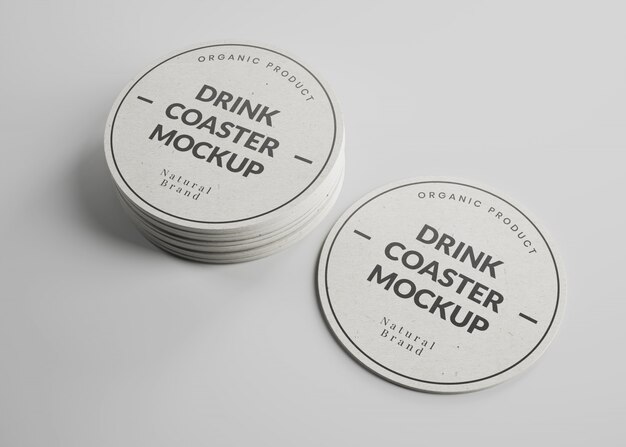 Download Mockup of round paper drink coasters in isometric view | Premium PSD File