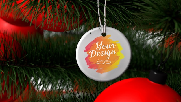 Download Premium Psd Mockup Round Sublimation Circle Ceramic Christmas Ornament