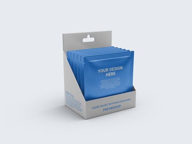 Download Premium PSD | Mockup sachet in a display box packaging