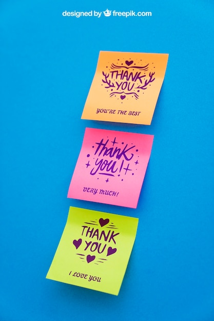 Download Free PSD | Mockup of sticky notes on blue background