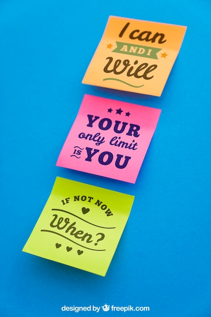 Mockup of sticky notes with quotes PSD file | Free Download