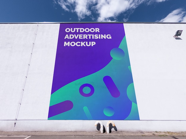 Mockup of the street city outdoor advertising vertical ...