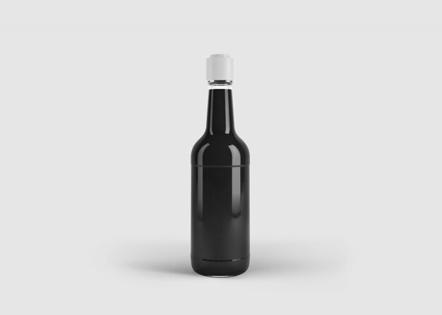 Download Mockup of tall stylish juice or sauce bottle with custom label in clean studio scene | Premium ...