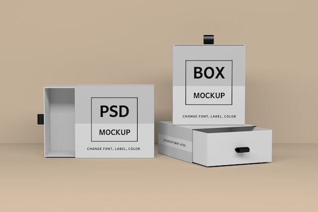 Download Premium PSD | Mockup template with three square white gift ...