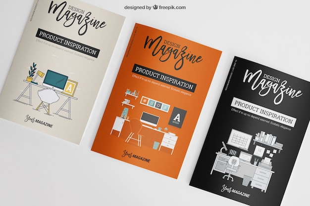 Mockup of three brochures PSD Template