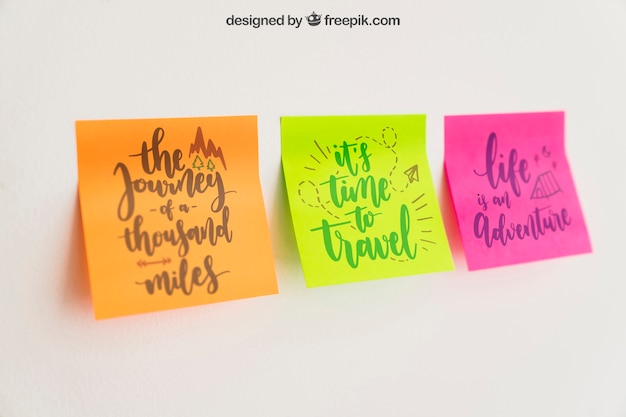 Download Free Psd Mockup Of Three Sticky Notes PSD Mockup Templates
