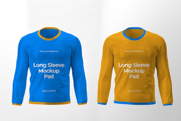Download Premium PSD | Mockup of two isolated long sleeve t-shirt ...