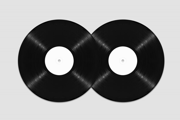 Download Mockup of two top view blank vinyl records | Premium PSD File