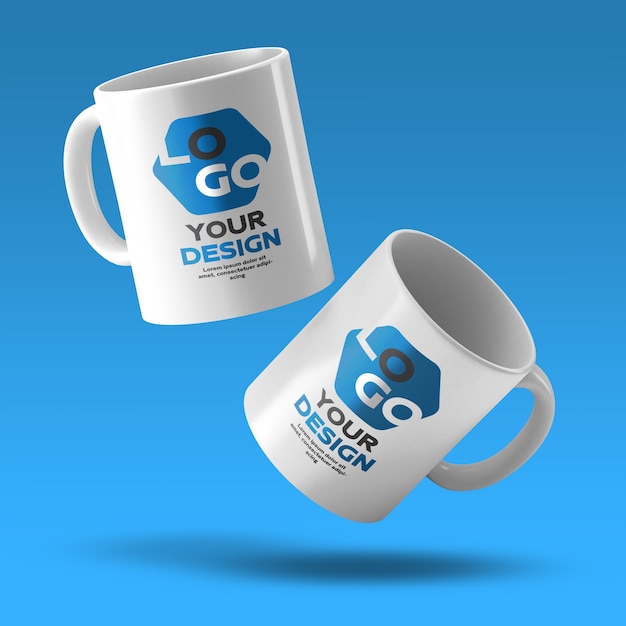 Download Premium PSD | Mockup of two white ceramic coffee mug