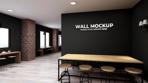 Premium PSD | Mockup wall in modern restaurant rendering