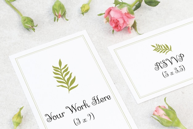 Download Mockup wedding card with flowers PSD file | Premium Download PSD Mockup Templates