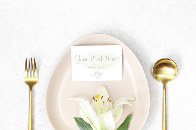 Download Mockup wedding card with lily in a plate PSD file ...