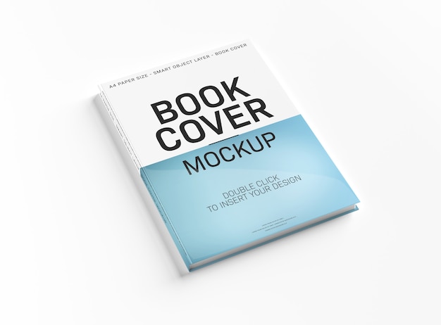 Premium PSD | A mockup of a white book cover on white surface.