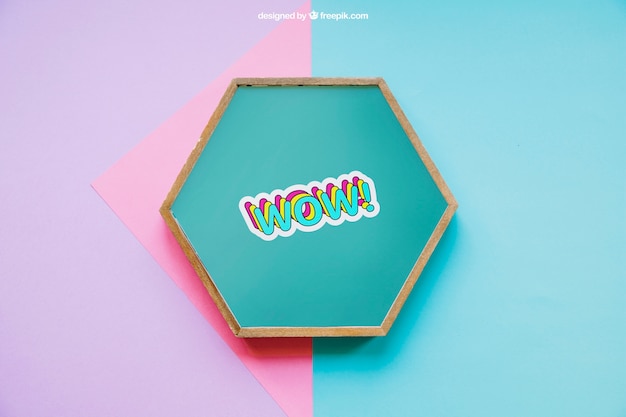 Download Free Psd Mockup With Hexagonal Frame PSD Mockup Templates