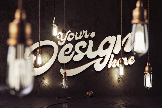 Download Mockup with a vintage bronze lamps | Premium PSD File