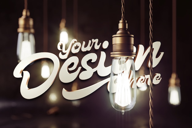 Download Mockup with a vintage bronze lamps | Premium PSD File