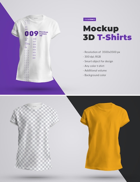 Mockups men t-shirts 3d Premium Psd