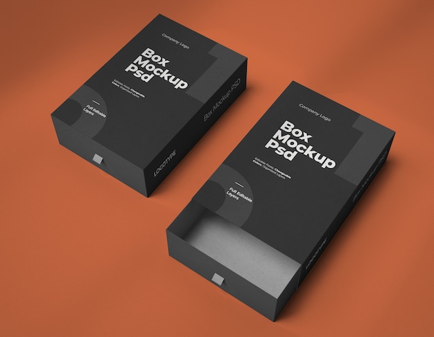 Download Premium PSD | Mockups of two square slide boxes