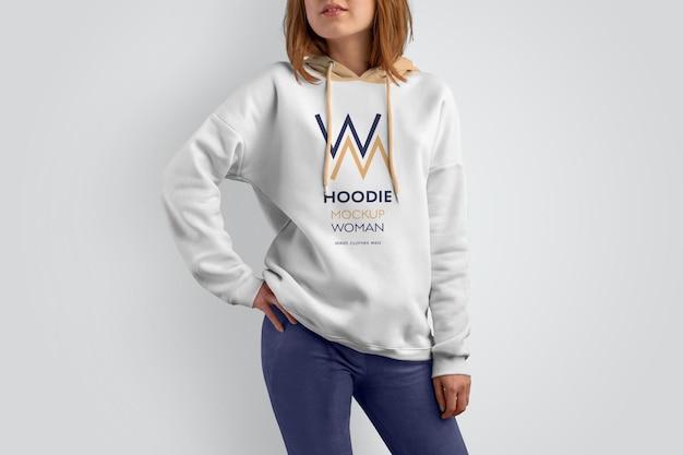 Mockups woman hoodie. Premium Psd