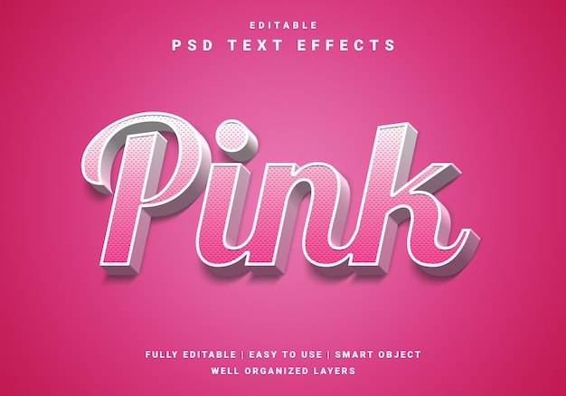 Premium PSD | Modern 3d pink text effect