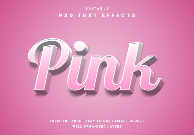 Premium PSD | Modern 3d pinky text effect